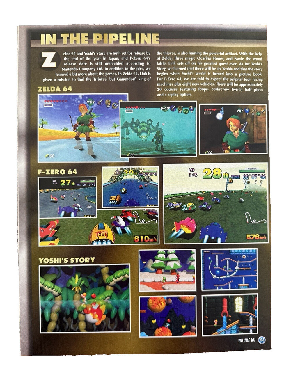 1997 Nintendo Power Print Ad Promo Zelda 64 F-Zero Yoshi’s Story Preview